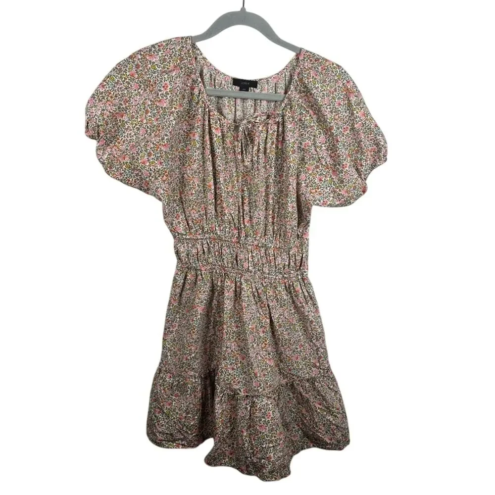 J.Crew Liberty Floral Cotton Mini Dress XS Prairie Cottagecore Spring Summer EUC